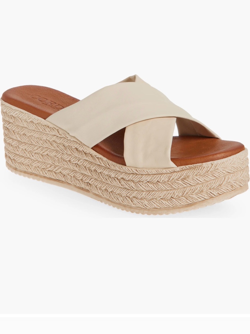 Cordani Cream Espadrille Wedge Slide Sandals